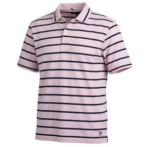 Cremieux Polo Shirt Mens XL Pink Navy Blue Striped Short Sleeve Cotton Stretch